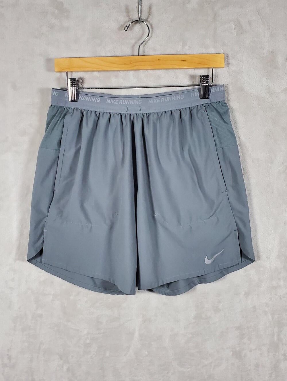 Nike Dri-FIT Womens M Gray Green Running Shorts Lined Reflective Athleisure